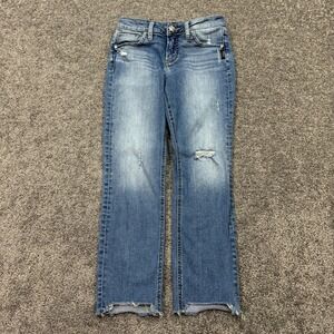 Silver Jeans Womens 27/26 Blue Avery Slim Crop Stretch Medium Wash Denim Casual